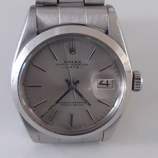 Rolex Date 34 Mm Automatic Steel Oyster Silver Watch 1500 Circa 1966
