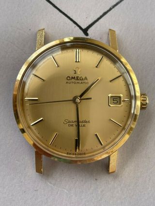 Vintage Omega Seamaster Deville 18k Solid Yellow Gold Case And Dial,  Ref 14770.
