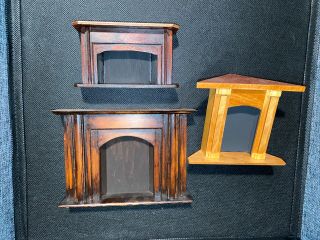 Vintage Handmade Wooden Dollhouse Fire Place Set Of 3