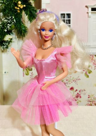 Mattel Blonde Barbie Doll In Ballerina Pink Dress