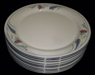 Set Of 8 Lenox Chinastone " Poppies On Blue " 10 3/4 " Dinner Plates
