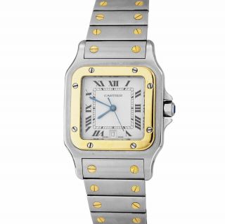 Cartier Santos Galbee Midsize 29mm Roman Quartz Two - Tone Gold Steel Watch 187901