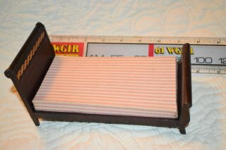 Dollhouse Miniature Single Sleigh Bed Inlaid Headboard Unusual Large Size