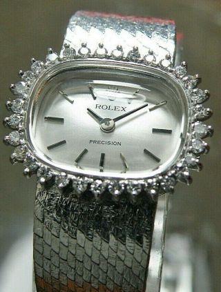 Vintage Rolex Precision 18k White Gold Case /cal.  1400/hand - Winding Woman 
