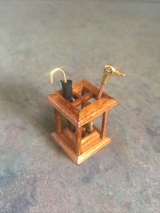 Dollhouse Miniature Victorian Umbrella Stand Walnut 1:12 Scale Euc