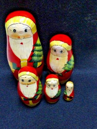 Russian Matryoshka Santa Claus (christmas) Nesting Dolls Set Of 6