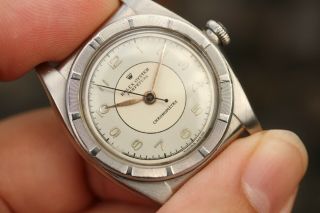 1945 Rolex Oyster Perpetual Bubbleback Ref.  3372 Steel Refinished Dial