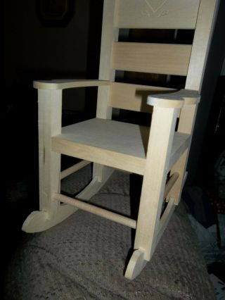 Wooden Handmade Rocker Chair For 18 " Doll - - Unvarnished