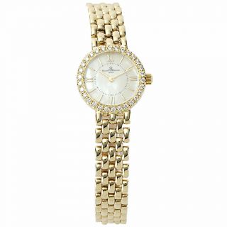 Ladies Baume Mercier Watch 6665 Db 14k Yellow Gold Mother Of Pearl Dial Diamond