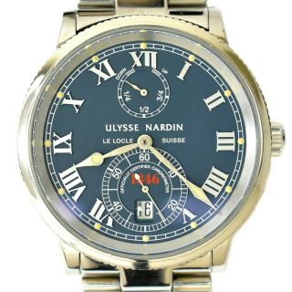 Authentic Ulysse Nardin Marine Chronometer Wrist Watch Men Automatic Blue