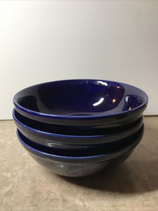 Cobalt Blue Ceramic 7” Soup/cereal Bowls (set Of 3)