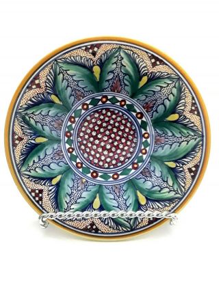 Vintage Majolica Deruta Dip A Mano Italian Pottery Geometric Wall Plate