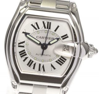 Cartier Roadster Lm W62000v3 Date Silver Dial Automatic Men 