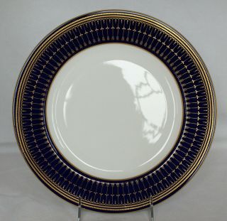 Spode Bone China England White Porcelain Cobalt Edge Gold Encrusted Dinner Plate
