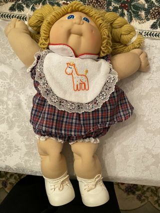 Vintage Cabbage Patch Doll Blonde Hair And Blue Eyes Blue Signature