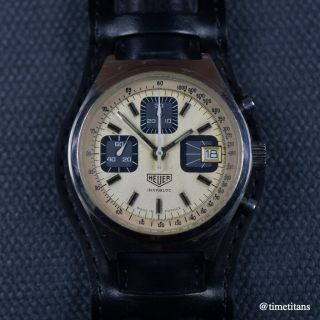 Heuer Ref 1614 1970s Valjoux 7765 Made In France 38mm Vintage Chronograph Steel
