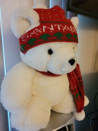 Santa Bear Dayton Hudson Plush Stuffed Animal W/ Christmas Red Scarf & Hat