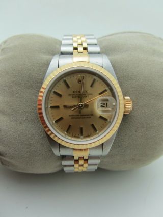 Pre - Owned Rolex Date - Just Lady 2tone 18k Yellow Gold Stainless Steel Watch 69173