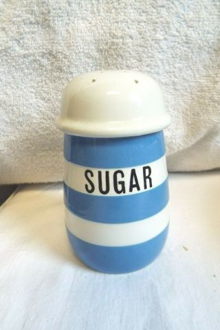 Vintage Blue/white Cornishware T.  G.  Green England Green Mark Sugar Shaker & Lid