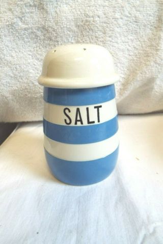 Vintage Blue/white Cornishware T.  G.  Green England Green Mark Salt Shaker & Lid