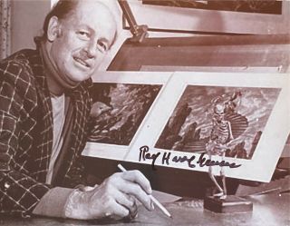Ray Harryhausen Signed Photo Stop Motion Armatures Clash Of The Titans
