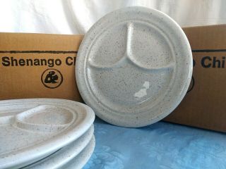 4 Shenango China Restaurant Ware Speckle Divided Diner Grill Plate 9 1/2 " White
