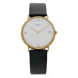 Piaget 15068 18k Yellow Gold 32mm Leather Strap Swiss Quartz Flat Wrist Watch