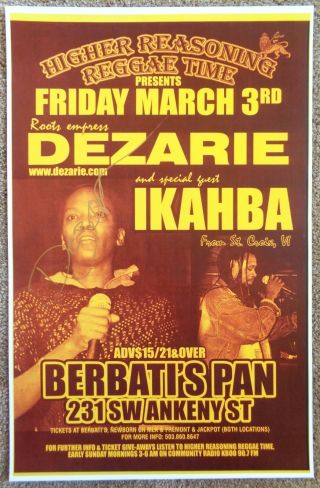 Signed Dezarie Gig Poster In - Person W/proof Reggae Concert Autograph