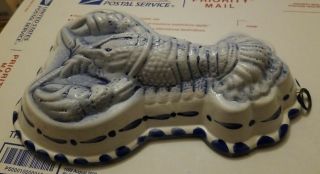 Vintage Blue White Bassano Lobster Mold Italian Pottery Ceramic Italy Decor 2