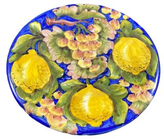 Fatto A Mano Montelupo Hanging Plate Italy Ceramic Lemons Handpainted 8”