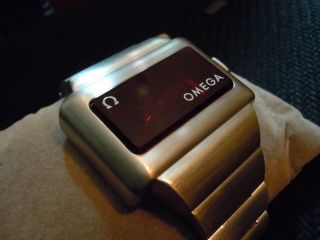 Vintage White Gold Filled OMEGA TC - 1 Time Computer LED LCD Digital Retro Watch 2