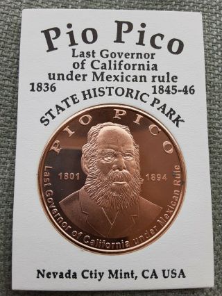 Pio Pico Last Mexican Governor Of California 1845 - 1846 Historical Round Medal