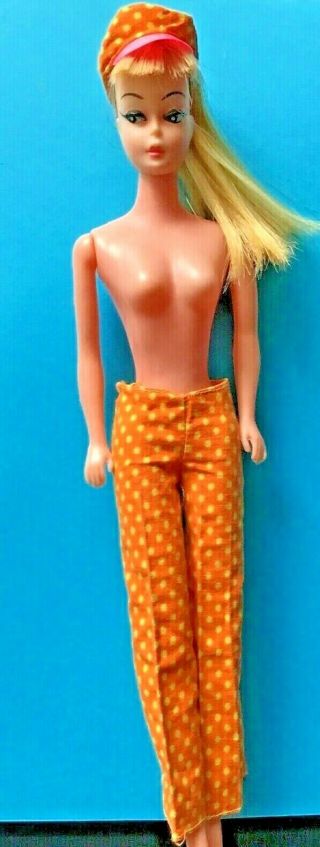 Vintage Vintage Barbie Doll Orange With Yellow Polkadots Slacks And Hat To Match