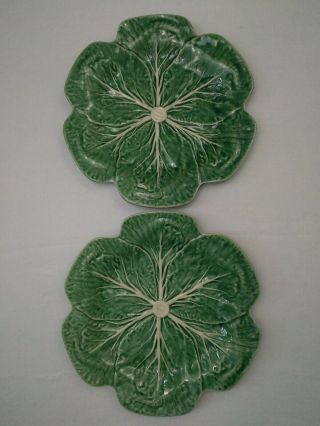 Set Of 2 Bordallo Pinheiro Portugal Green Cabbage Leaf 10.  5 " Dinner Lunch Plates