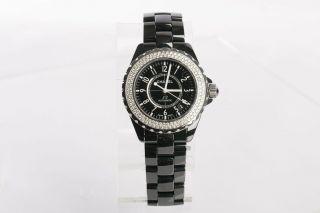 Authentic Chanel Black Automatic J12 Double Diamond Bezel H0950 Watch