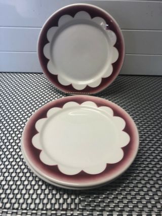 3 Wallace China Restaurant Ware Red Air Brushed Dinner Plates 9 1/2” Good Shape