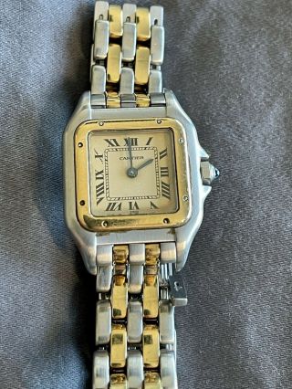 Cartier Panthere Or Et Acier Sapphire 18k Gold Quartz Ladies Watch