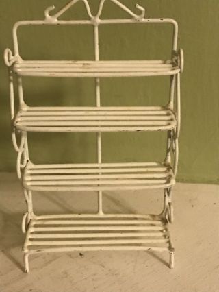 Vintage White Metal Bakers Rack Dollhouse Furniture