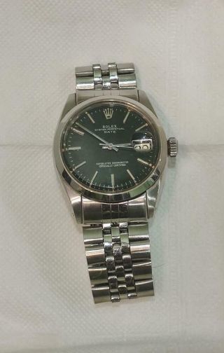 Vintage Rolex Oyster Perputual Date Black Dial Stainless Steel Watch