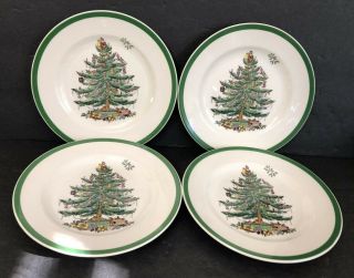 Set Of 4 Spode Christmas Tree Salad Plates 7 7/8 " Made In England Hgg454