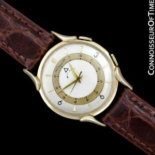 1957 Jaeger - Lecoultre Memovox Vintage Mens Reveil Wrist Alarm - 14k Gold