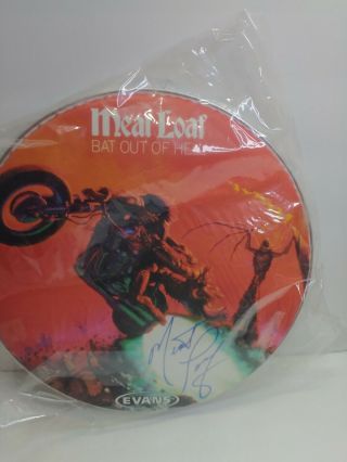 Meat Loaf Signed 12 Inch Bat Out Of Hell Drumhead Autograph Meatloaf