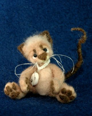 " Jenkers " By Denise Graham Ooak Handmade Artist Needle Felted Cat