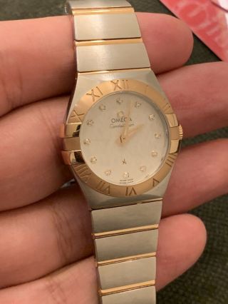 Omega Constellation Steel 18k Rose Gold 27mm Diamond Watch 123.  20.  27.  60.  52.  002