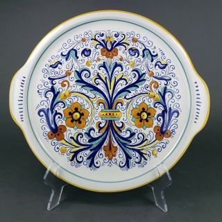 Ceramica Nova Deruta Raffaellesco Handled Serving Round Platter Made In Italy