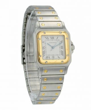 Cartier Santos Galbee 18k Yellow Gold & Stainless Steel 29mm Quartz Watch 1566