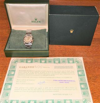 Rolex Ladies White Mop Diamond Dial Oyster Perpetual Date Watch Box & Papers