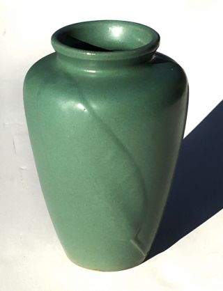 Zanesville Arts & Crafts Era Pottery 8” Leaf Vase Exc Grueby