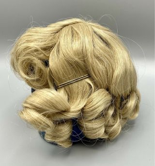 Vintage Size 11 Blonde Doll Wig W/ Curls Antique Bisque Replacement Made In Usa