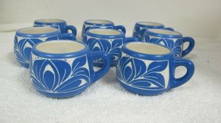 Pablo Zabal Chile Blue White Pottery Mugs Small Cups (8)